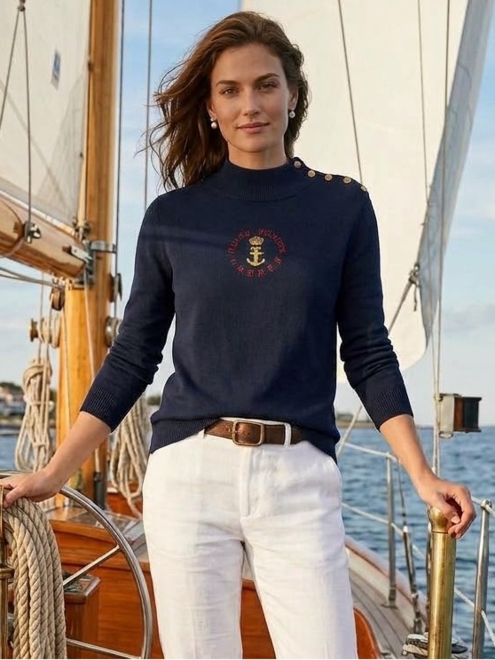 Vintage Lauren Ralph Lauren Mock Neck Sweater- Navy